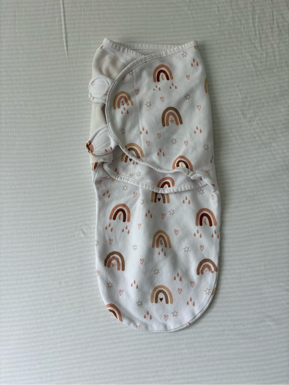 Neutral Rainbow Swaddle Wrap for Babies - White/Brown